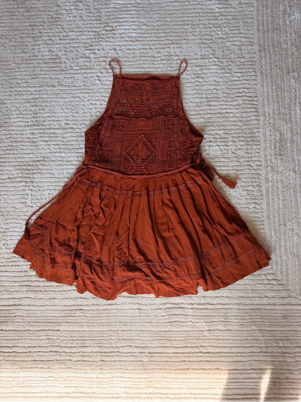 Free people orange crochet dress